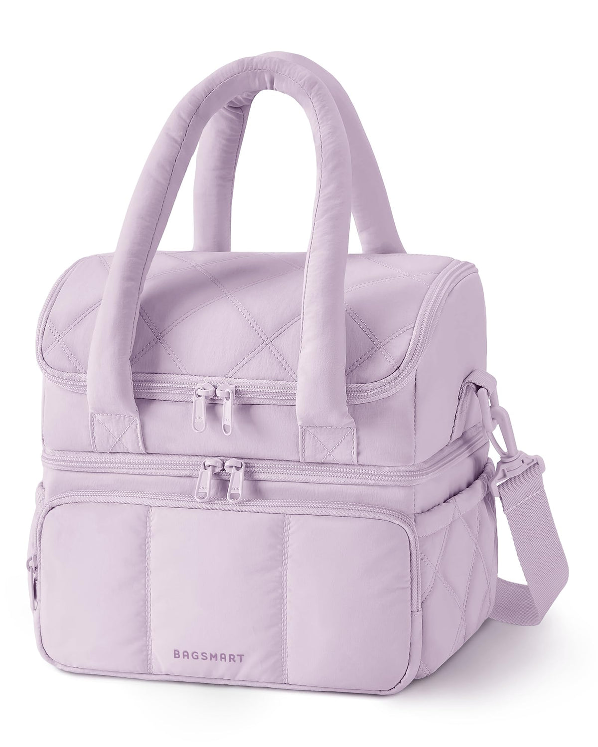 BAGSMART Lunch Bag Women, Double Deck Insulated Lunch Box, Camel