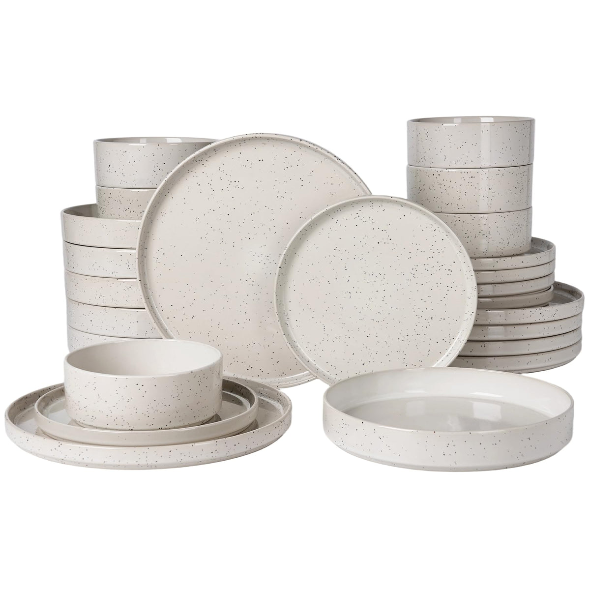 Famiware Nebula Plates and Bowls, 12-Piece Dinnerware Set, Cinnamon Brown