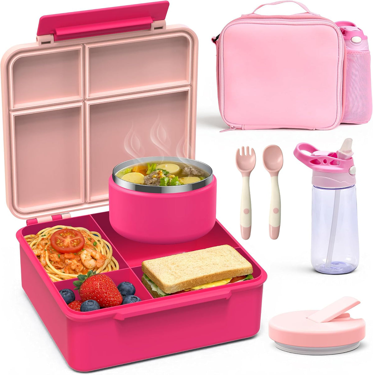 HOMEKOL Bento Lunch Box Set for Kids, Pink