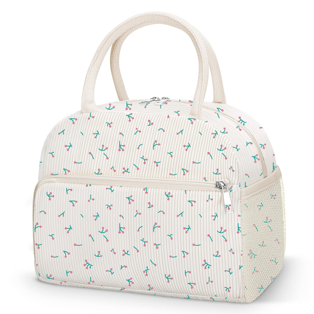 Coobiiya Lunch Bag Lunch Box for Women Men, Reusable Cute Corduroy Lunchbag - Leakproof, Insulated LunchBox Tote with Large Capacity, Dot