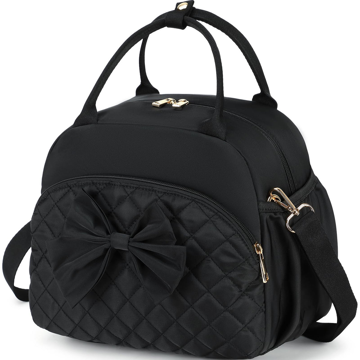 LEDAOU Lunch Box for Women, Quilted Insulated Lunch Bag, Puffy Lunch Tote with Adjustable Shoulder Strap for Work School Travel (Brown, Regular 9L)