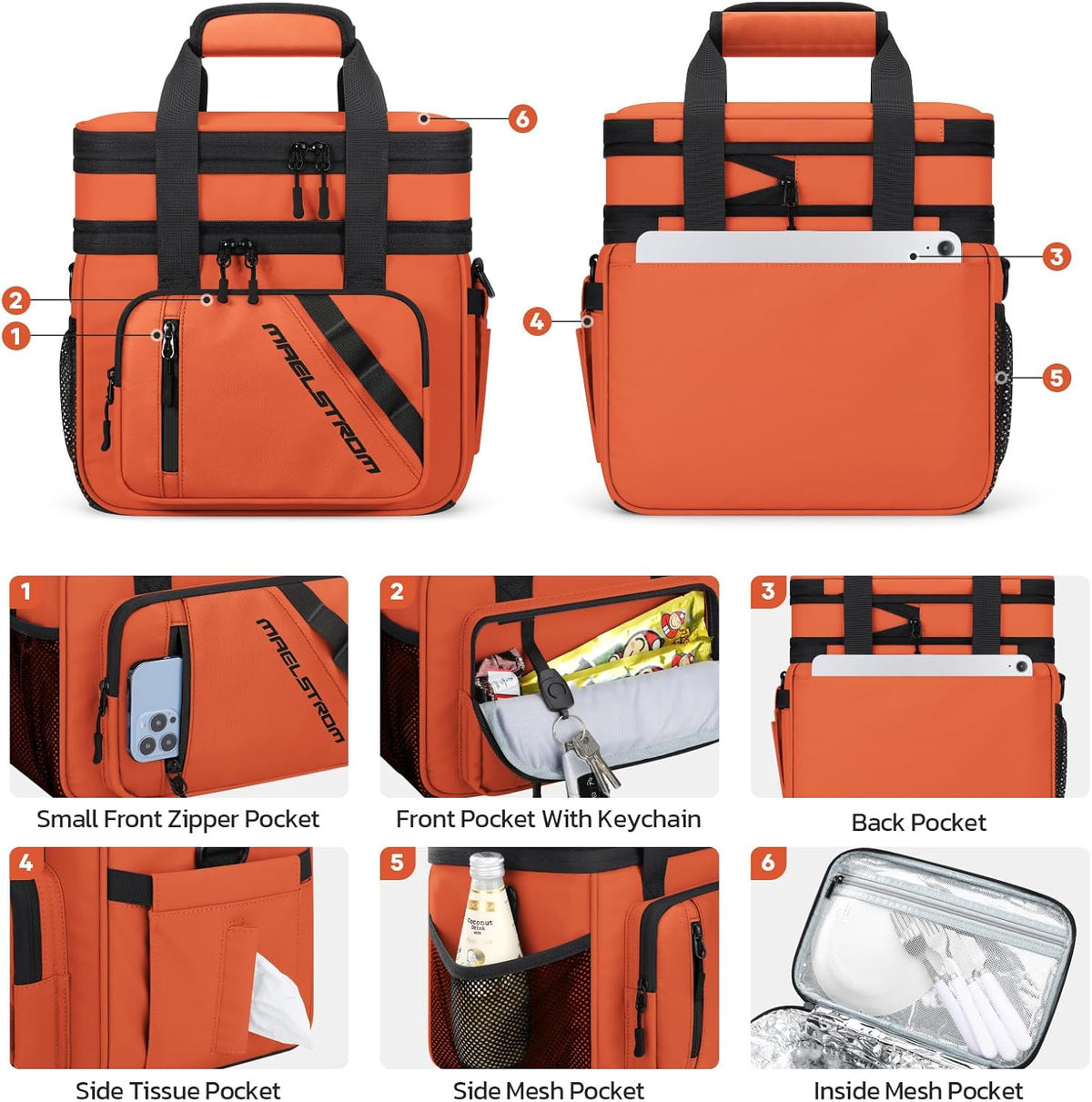Maelstrom Insulated Lunch Box, 20L Double Deck Cooler Bag for Men Women