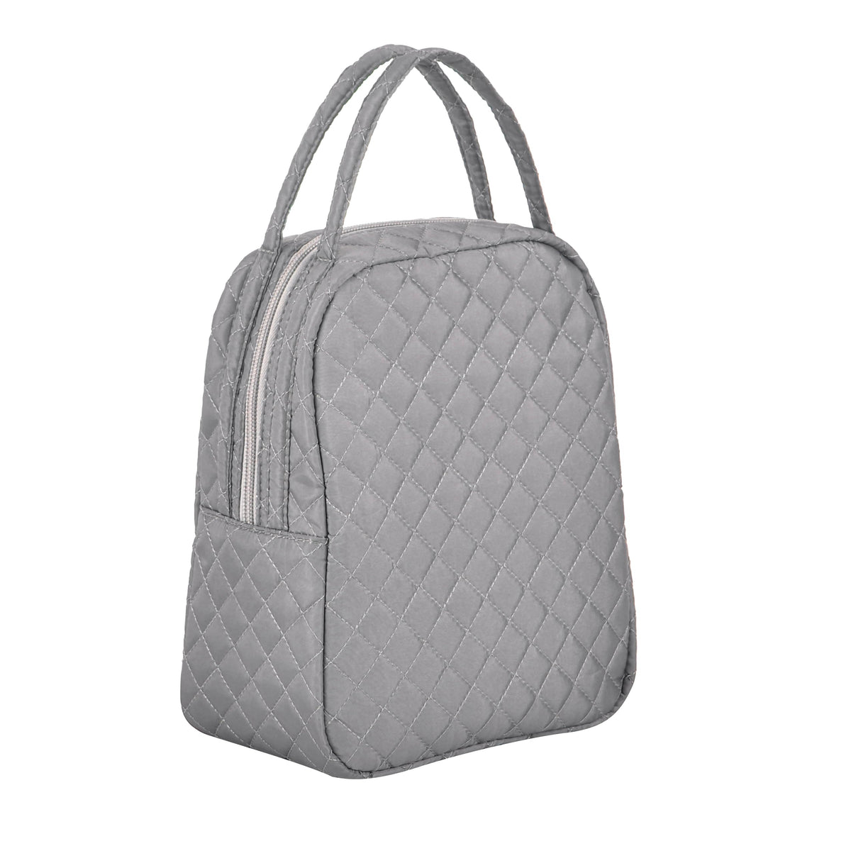 Machine Washable Women Quilted Fabric Insulated Reusable Cooler Lunch Bag Tote Adult Thermal Lunch Box Storage Bag for Ｗork (Black)
