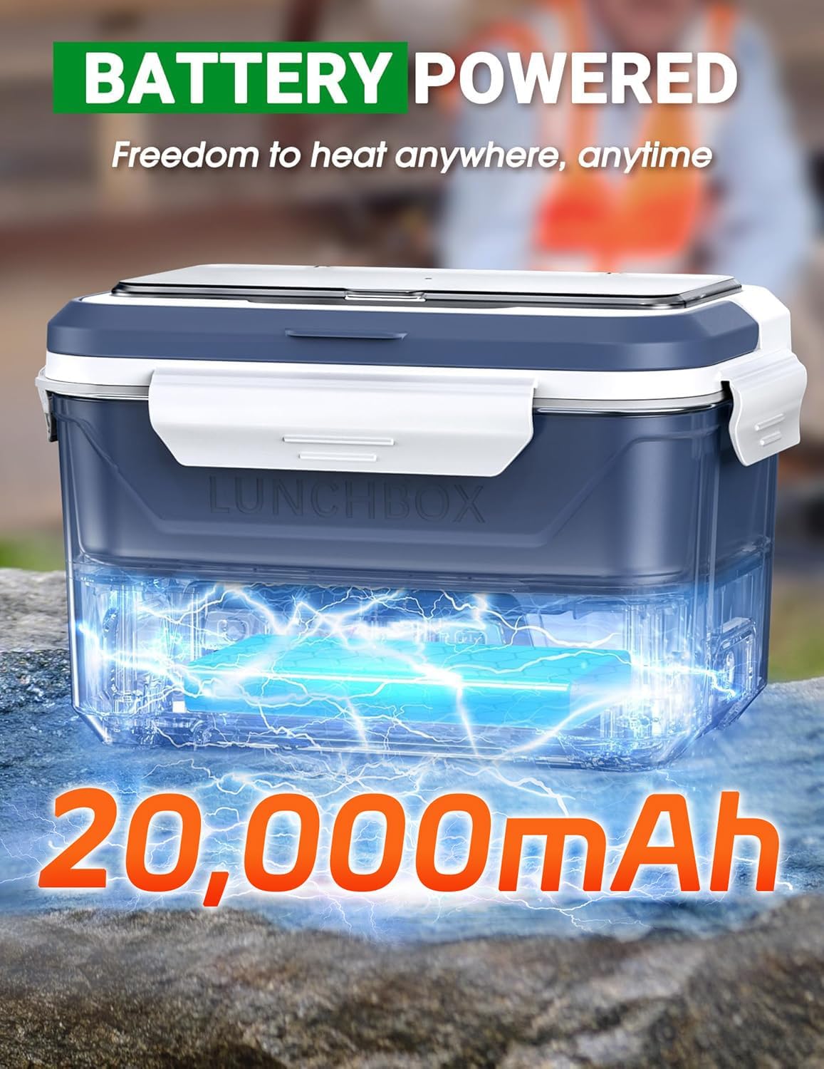 Docusvect Cordless Electric Lunch Box for Adults 1.3L with Schedule Heating
