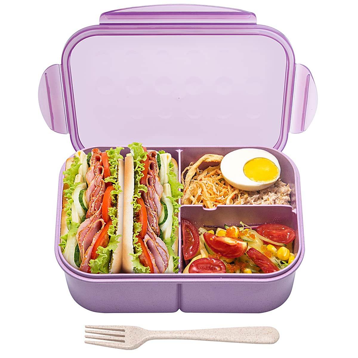 MISS BIG® Large Bento Lunch Box for Adults, 1900ml, 3 Compartments, Blue