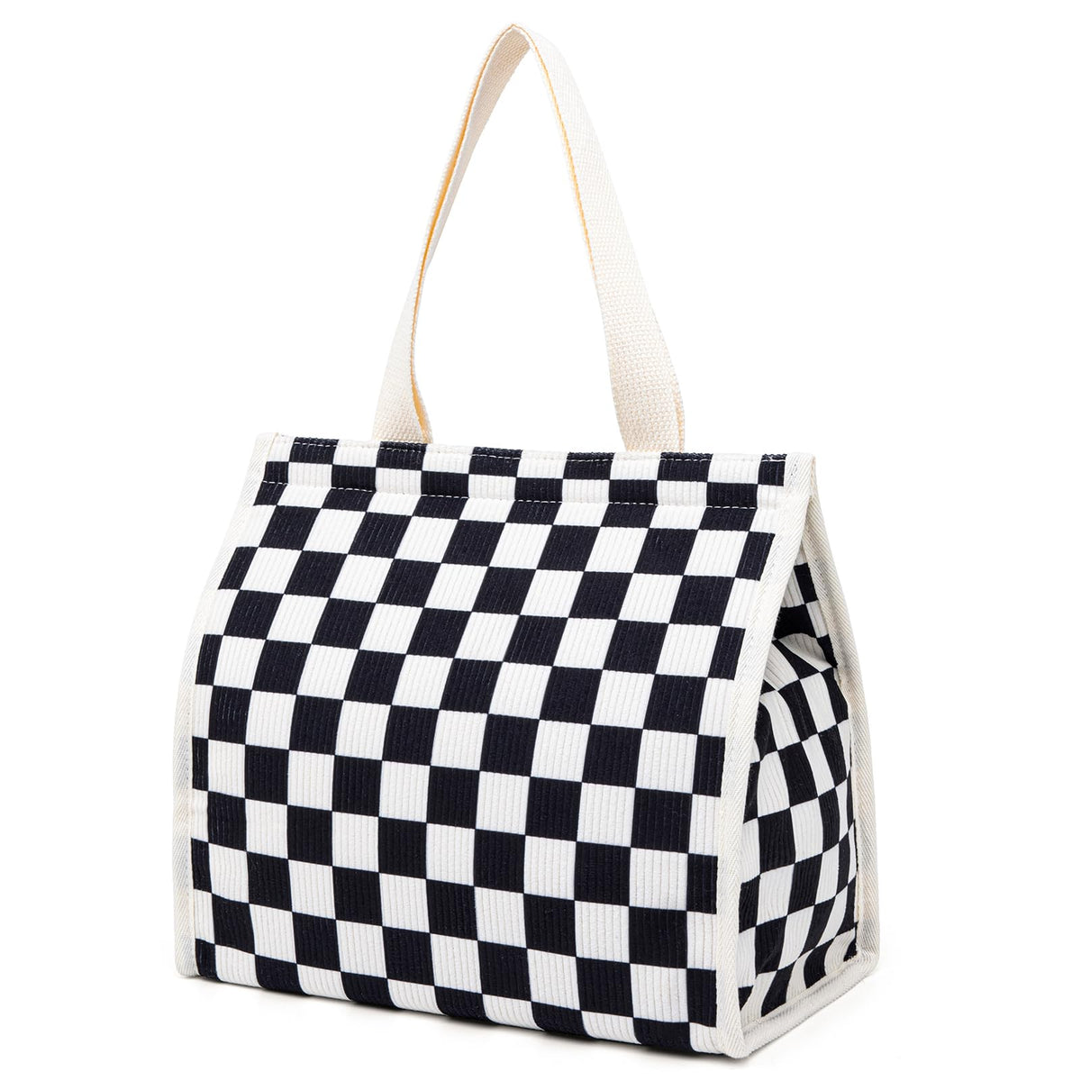 Insulated Lunch Bag for Work, 10.2"x5.9"x10.2" Oxford Waterproof Lunch Tote, Thermal Lunch Box for Office, Picnic & Outdoor, Pink and White Striped Canvas Tote Bag