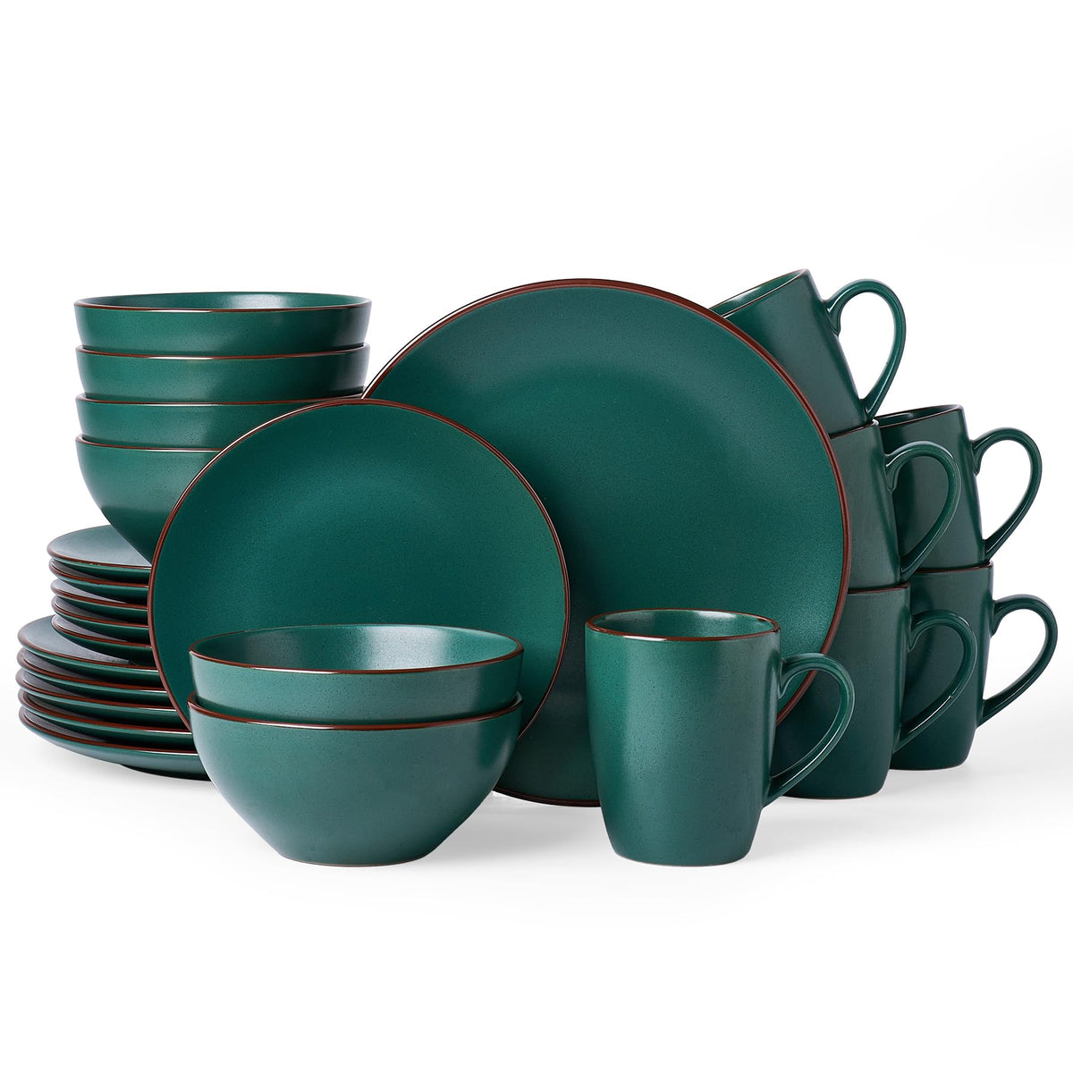 Famiware Venus Plates and Bowls Sets, 12pcs Stoneware Dinnerware Set for 4