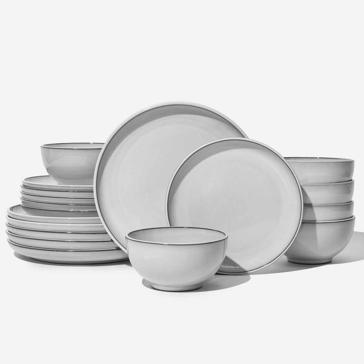 Pokini Stoneware Dinnerware Sets for 8, 24pcs Plates and Bowls Sets Dishes
