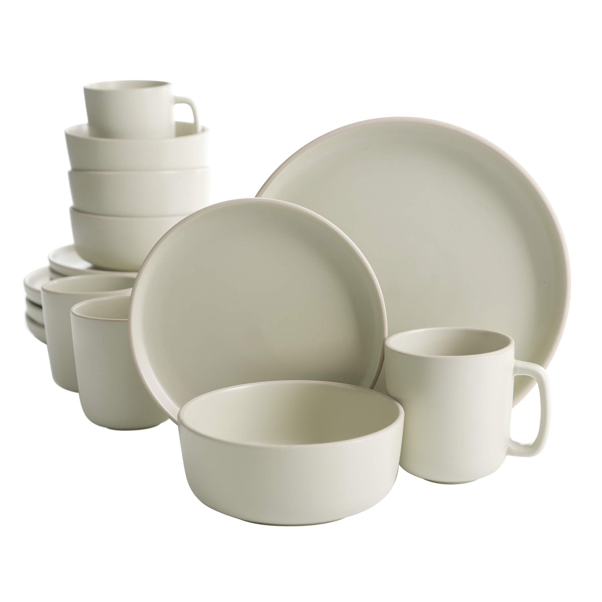 Gibson Home Zuma Stoneware Plates, Bowls, & Mugs Dinnerware Set - Matte Black, Service for Four (16pcs)