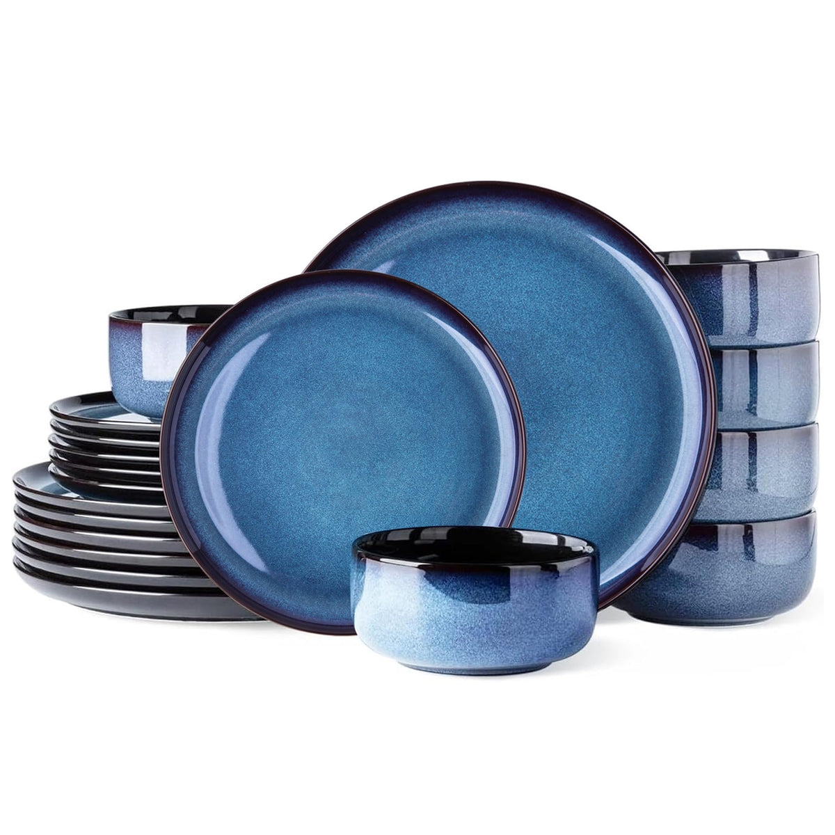 LeRatio Ceramic Dinnerware Sets for 4,12Pcs Porcelain Plates and Bowls Set