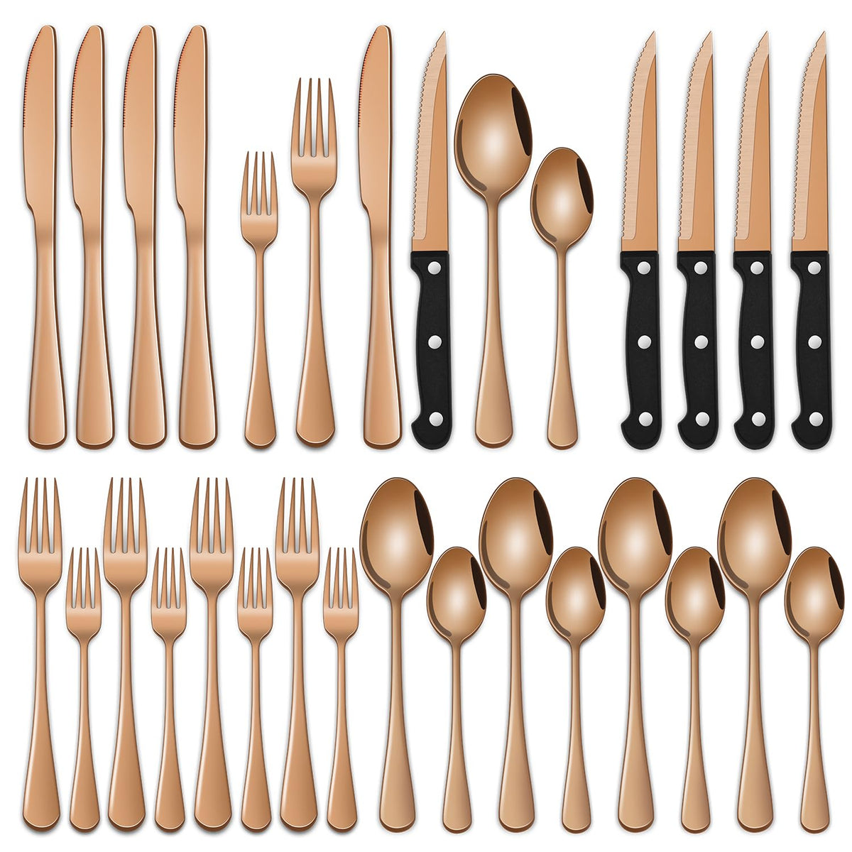 24 PCs Silverware Set Service for 4, Kitchen And Dining Eating Utensils Set