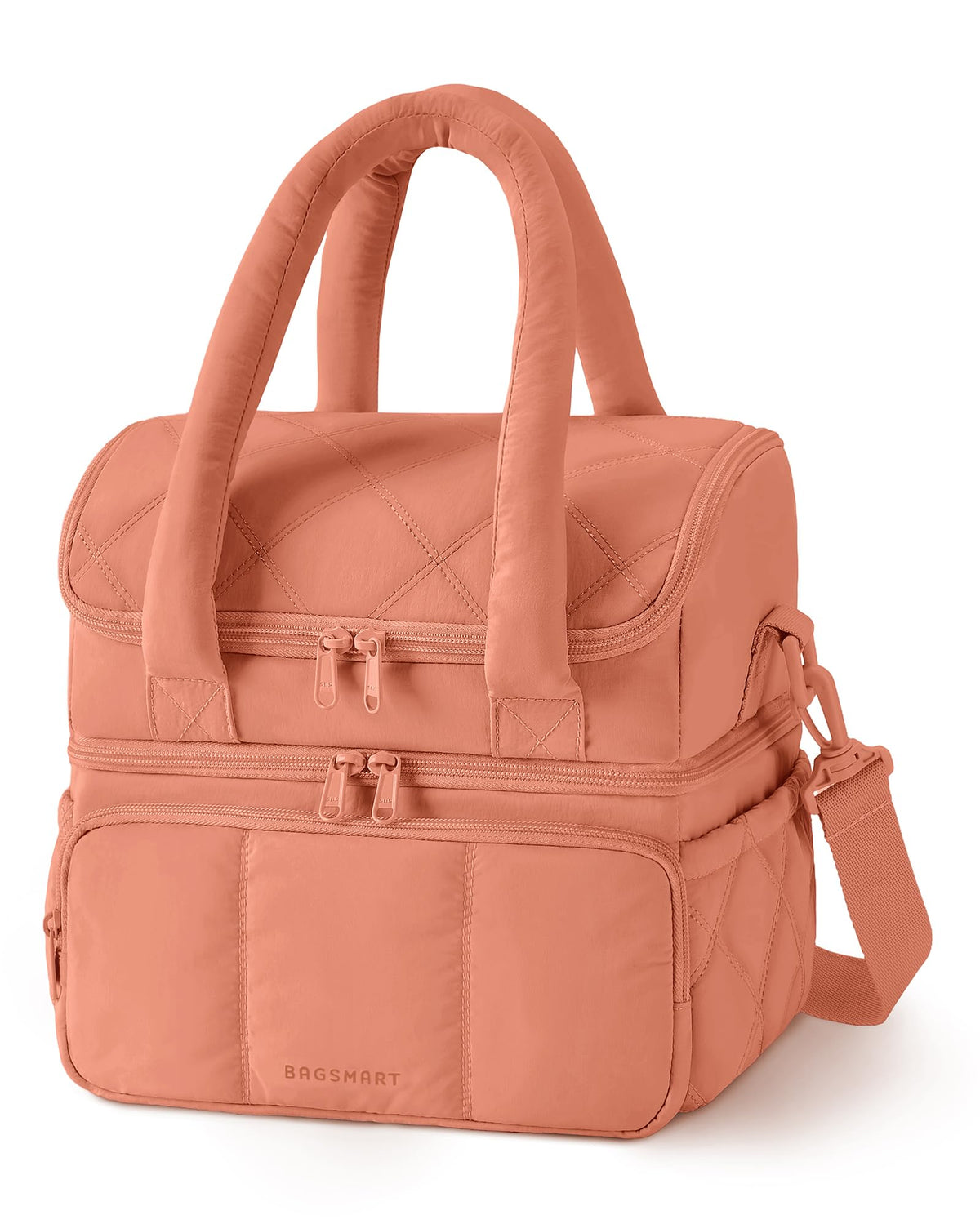 BAGSMART Lunch Bag Women, Double Deck Insulated Lunch Box, Camel