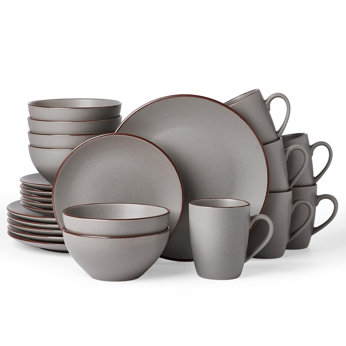 Famiware Venus Plates and Bowls Sets, 12pcs Stoneware Dinnerware Set for 4