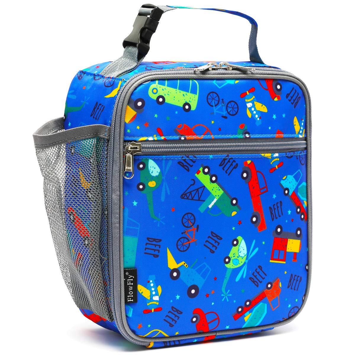 FlowFly Kids Lunch Box Insulated Letter Print Soft Bag Mini Cooler Back to School Thermal Meal Tote Kit for Girls, Boys, Black