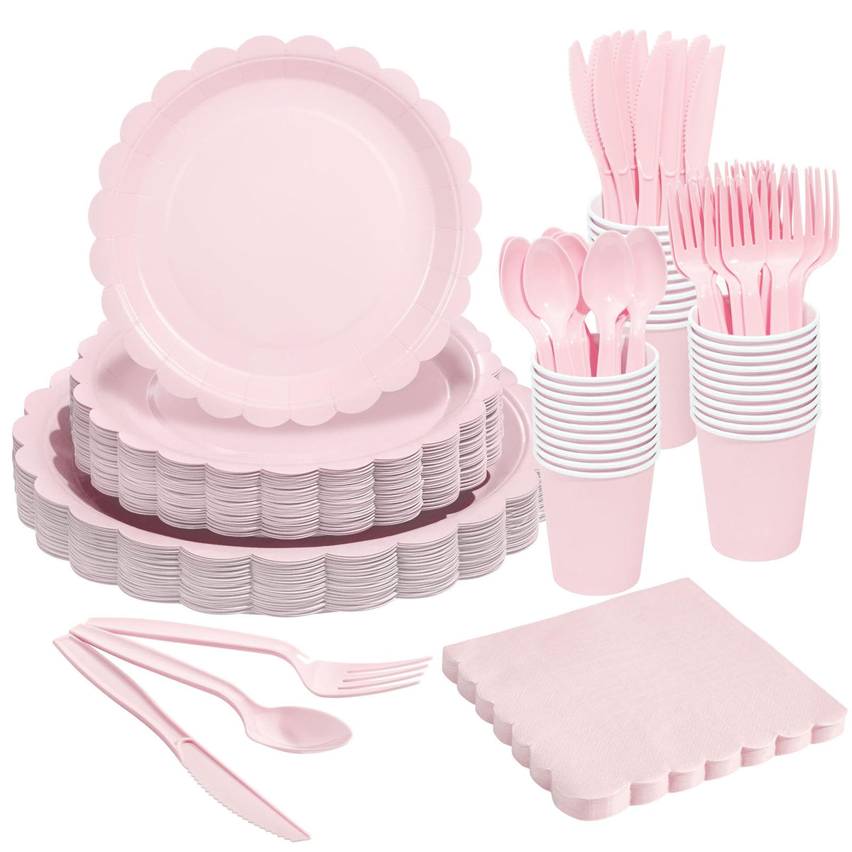 Goodluck Ivory Scalloped Disposable Tableware Set - 350PCS