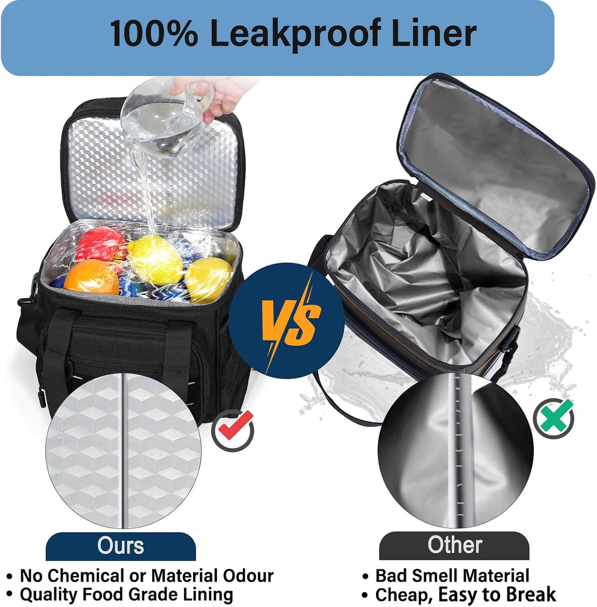TENKIST Tactical Expandable Lunch Box Men 2 Layer Cooler Bag 20 Cans Black