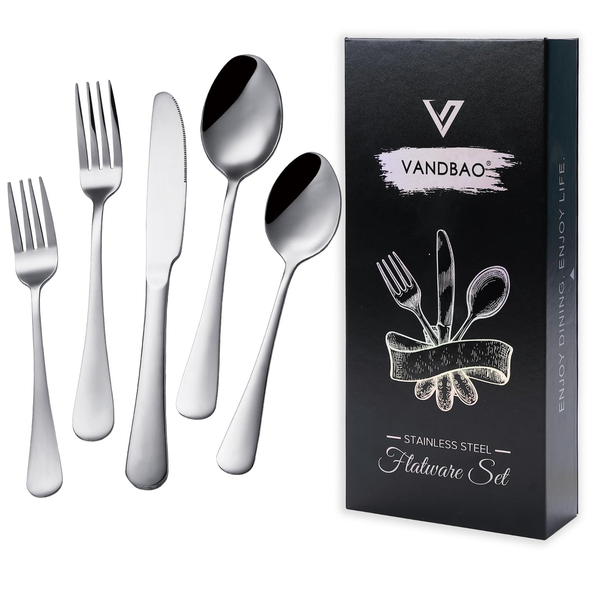 Blue Silverware Set Flatware Cutlery - 20 Pieces Stainless Steel Tableware Set Service for 4,Include Fork Knife Spoon,Mirror Polished,Dishwasher Safe