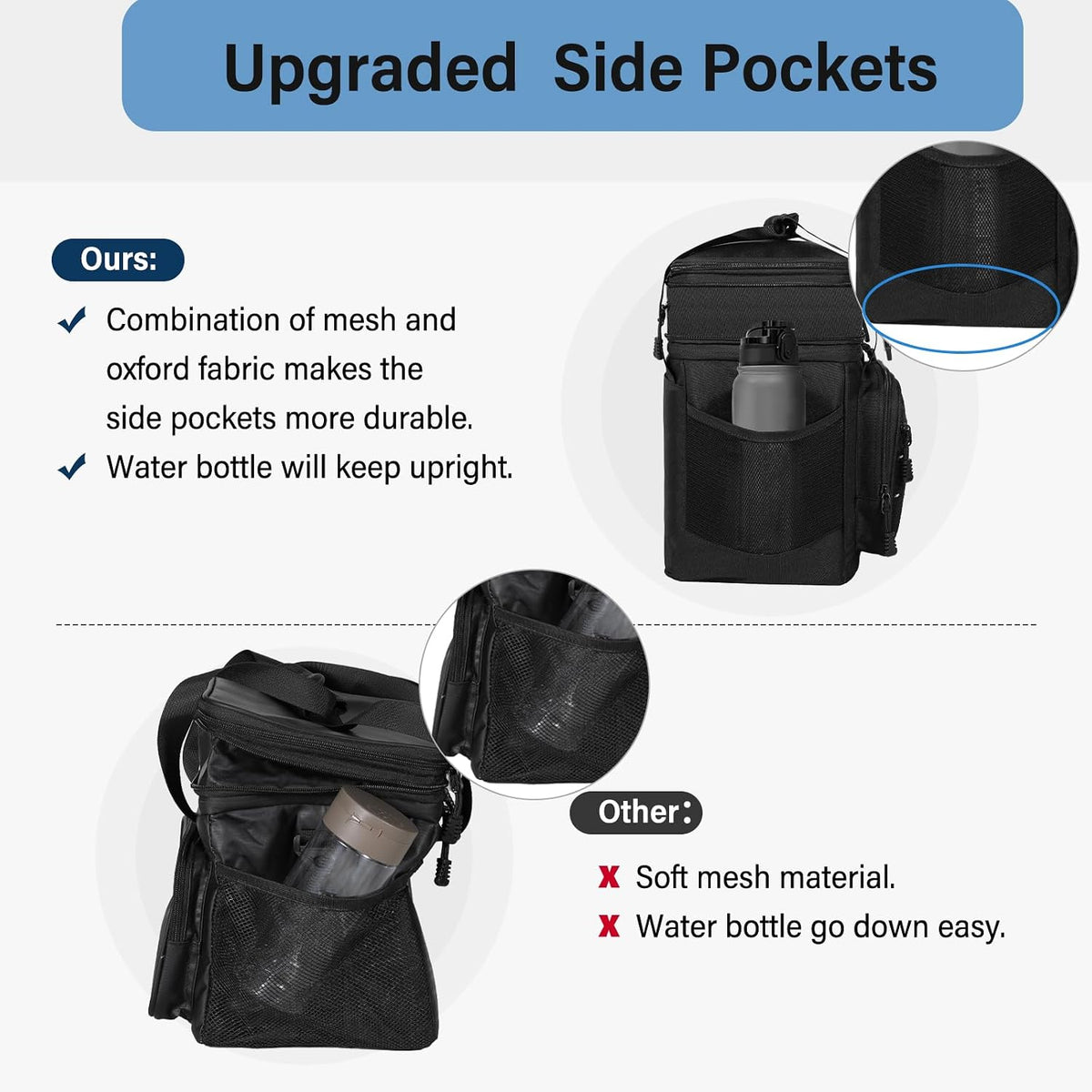 TENKIST Tactical Expandable Lunch Box Men 2 Layer Cooler Bag 20 Cans Black