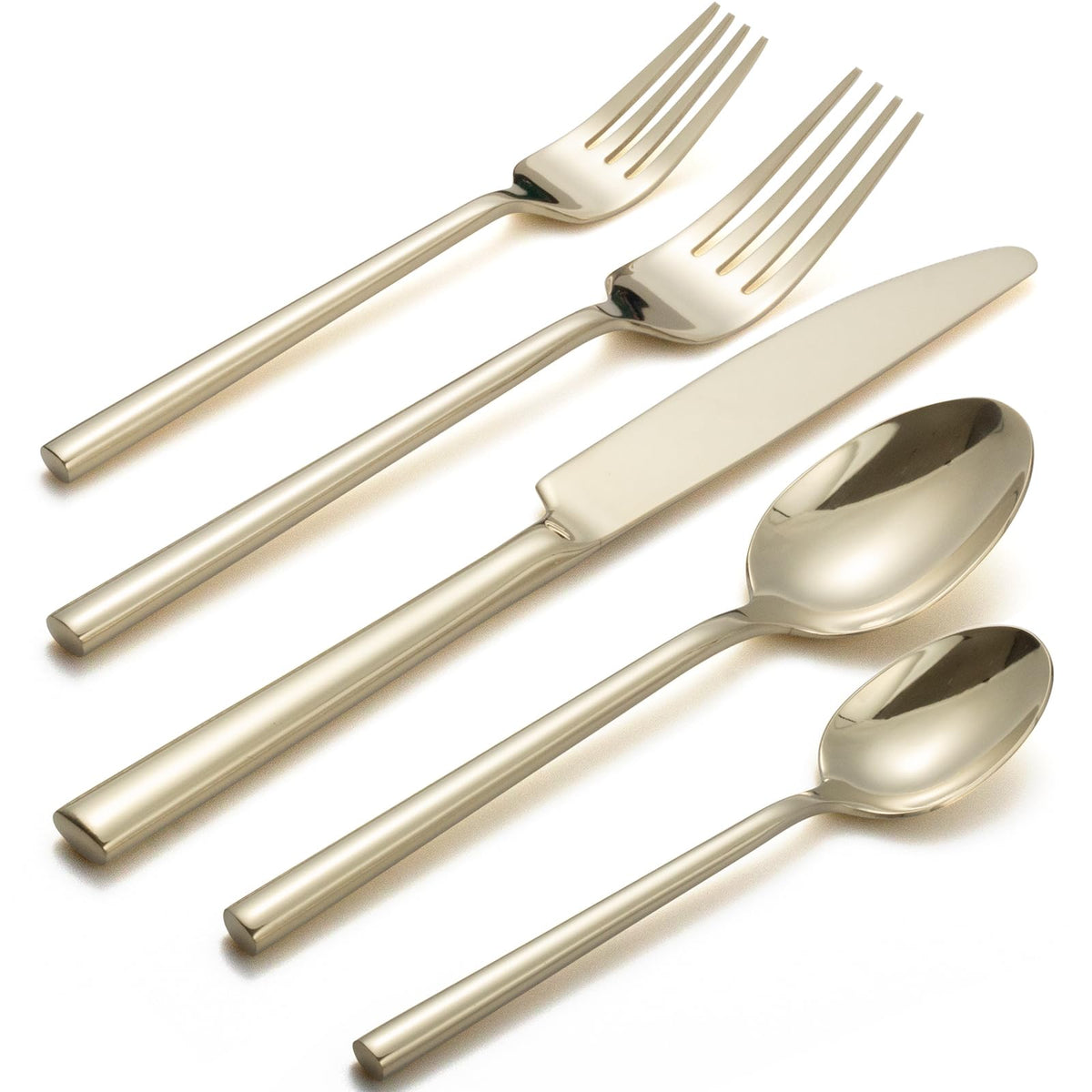 Alata Potter Champagne Gold 20-Piece Forged Silverware Set, Service for 4, Stainless Steel Flatware Set, Modern Design with Mirror Finish, Ideal for Home, Kitchen, Party, Camping