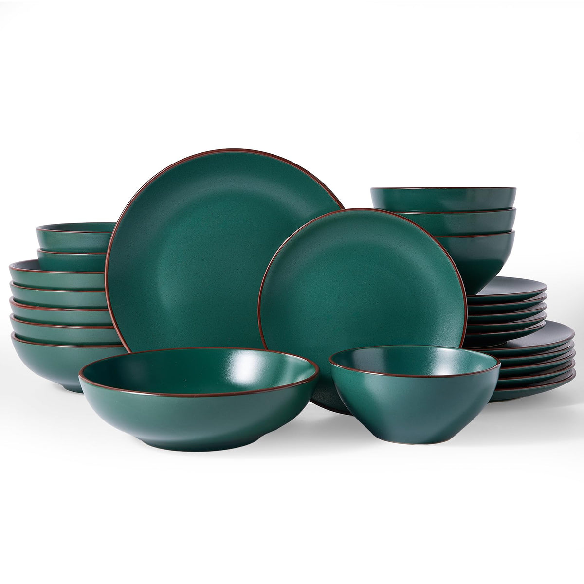 Famiware Venus Plates and Bowls Sets, 12pcs Stoneware Dinnerware Set for 4
