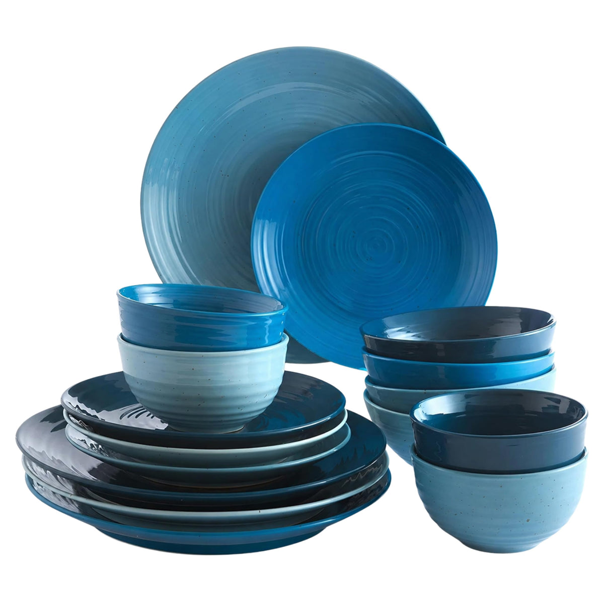 Sango Siterra Painter's Palette 16-Piece Stoneware Dinnerware Set - Service for 4, Ceramic Plates and Bowls Sets, Chip Resistant, Rustic Dishware, Microwave & Dishwasher Safe Kitchen Dishes