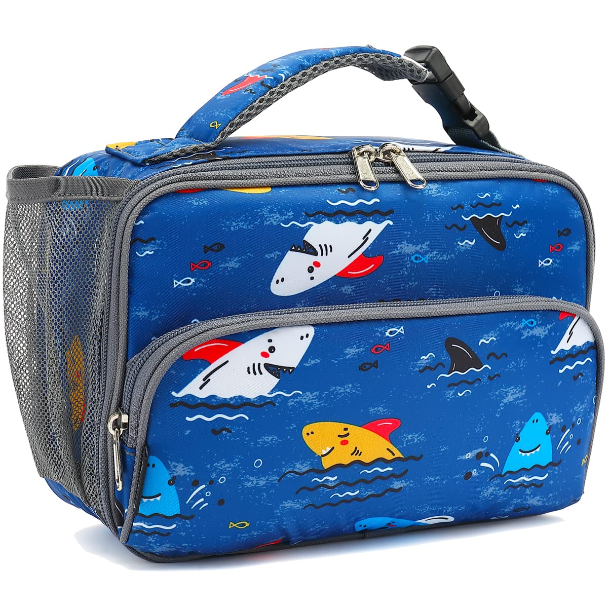 FlowFly Kids Lunch box Insulated Soft Bag Mini Cooler Back to School Thermal Meal Tote Kit for Girls, Boys,Cyan