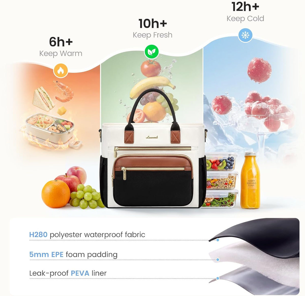 LOVEVOOK Insulated Lunch Box for Women,Large Adult Lunch Cooler Bag Women
