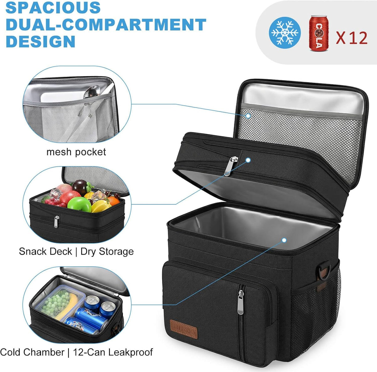 MIYCOO Lunch Bag & Lunch Box for Men Women, Double Deck & Leakproof