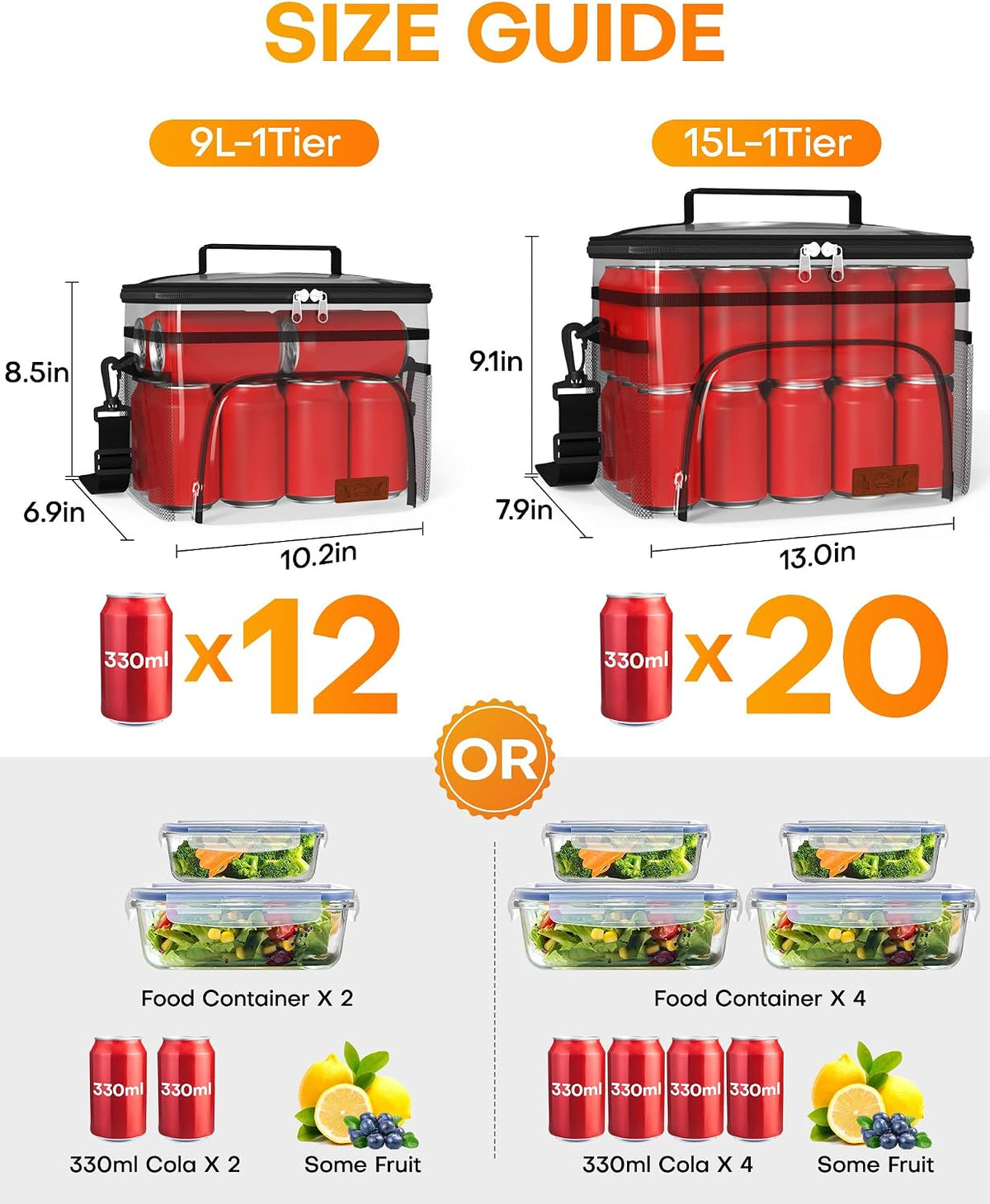 HOTOR Insulated Lunch Box Men Women Leak-Proof Cooler Lunch Bag 15L