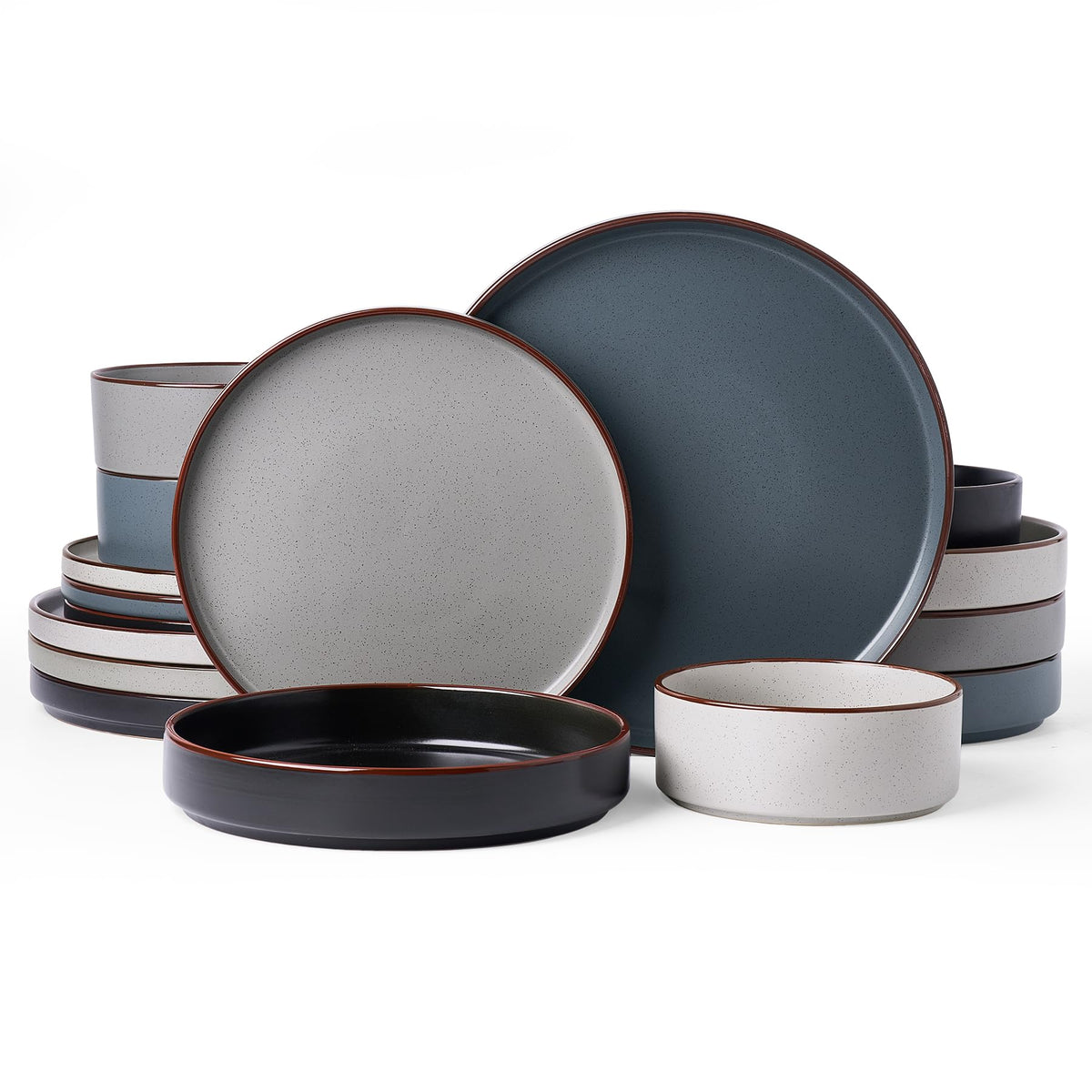 Famiware Nebula Ridge 12-Piece Stoneware Dinnerware Set, Multi-color