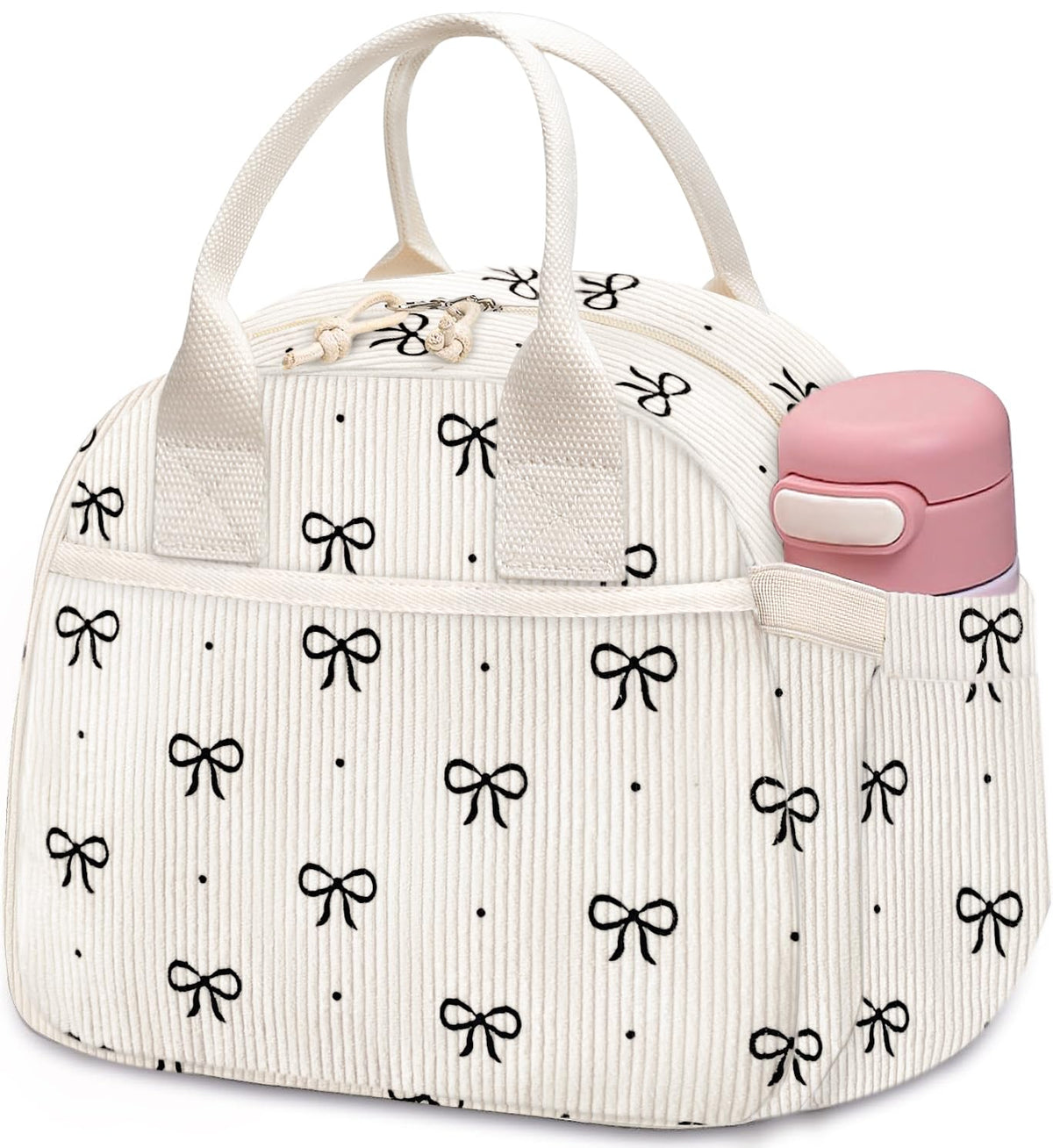Carry bloom Lunch Box for Women, Insulated Lunch Bag Cute Corduroy Lunchbox