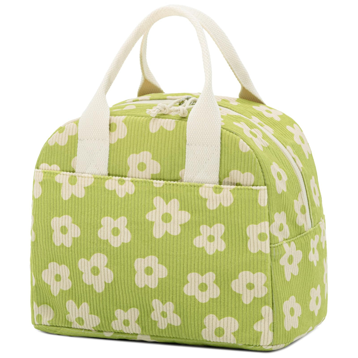 LOVELYWIND Lunch Box for Women,Insulated Lunch Bag,Green Stripe14-Can(9L)