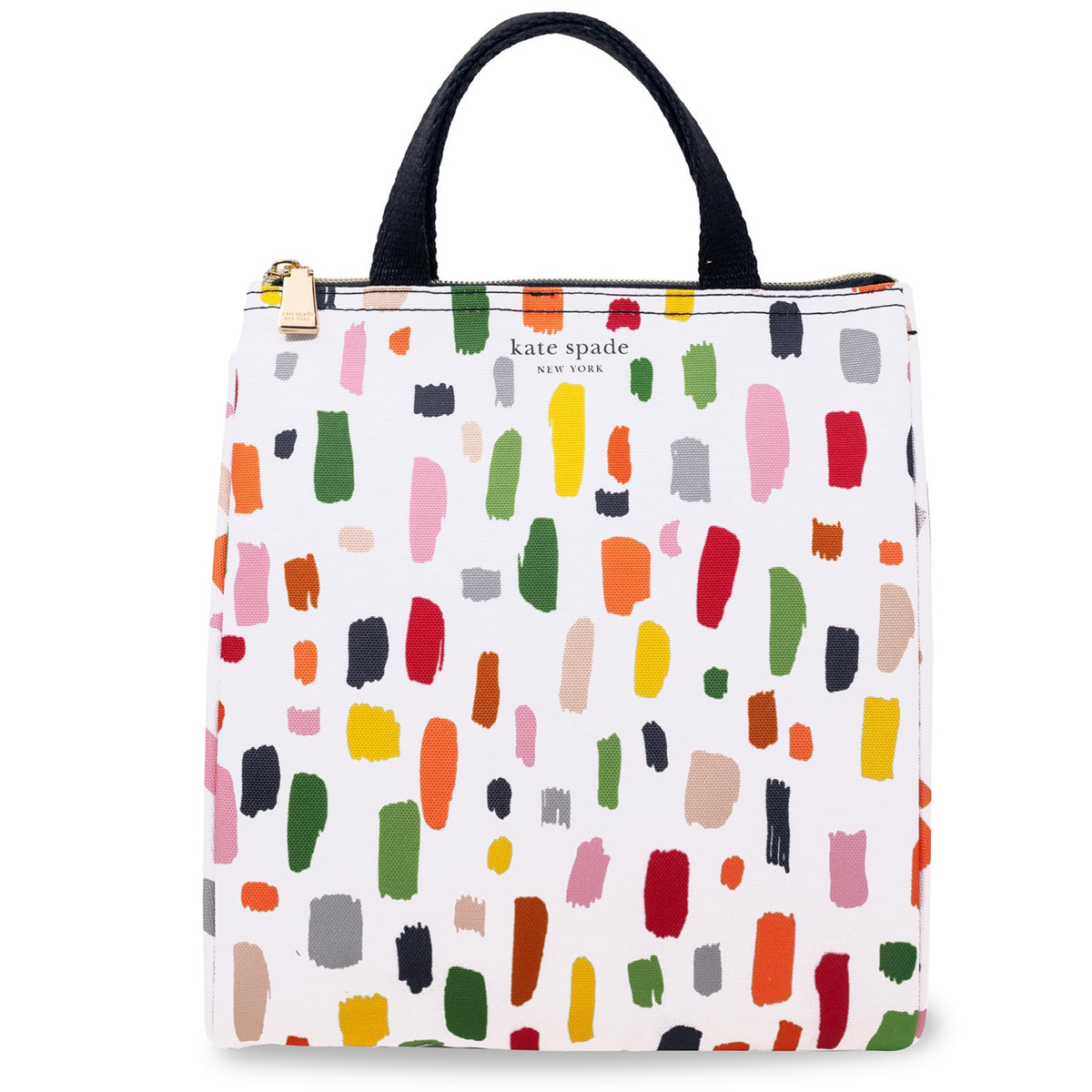 Kate Spade New York, Portable Soft Cooler Lunch Bag with Silver Insulated Interior Lining and Storage Pocket, Joy Dot