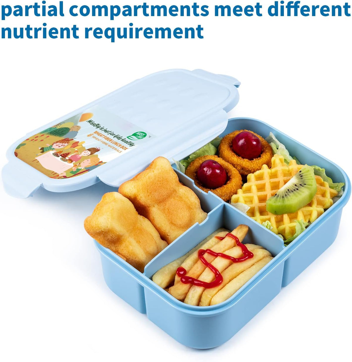 MISS BIG® Large Bento Lunch Box for Adults, 1900ml, 3 Compartments, Blue