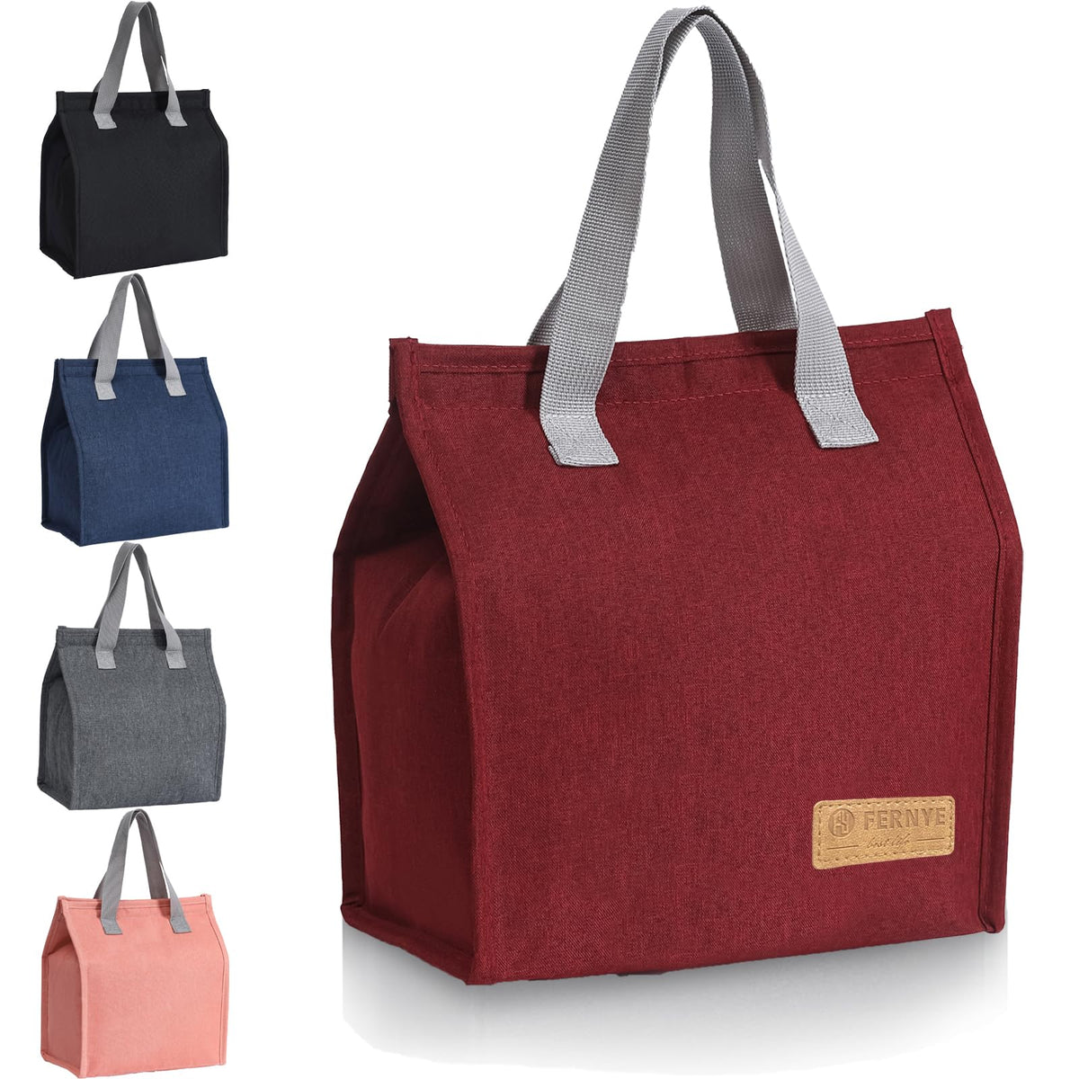 Lunch Bag for Women/Men,Waterproof Reusable Portable Lunch Tote,Lunch Box Bag.Thermal Cooler Bag Ideal for Work/Party/l/Travel/Picnic (Light Black)