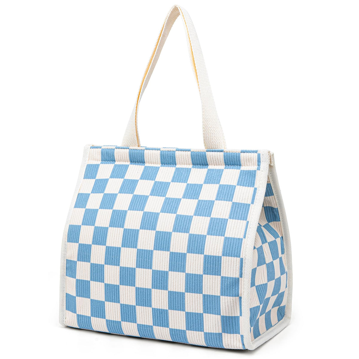 Insulated Lunch Bag for Work, 10.2"x5.9"x10.2" Oxford Waterproof Lunch Tote, Thermal Lunch Box for Office, Picnic & Outdoor, Pink and White Striped Canvas Tote Bag