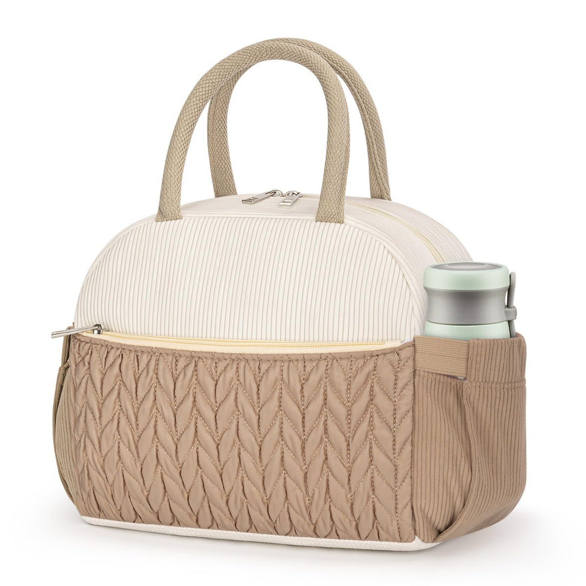 Coobiiya Lunch Bag Lunch Box for Women Men, Reusable Cute Corduroy Lunchbag - Leakproof, Insulated LunchBox Tote with Large Capacity, Dot