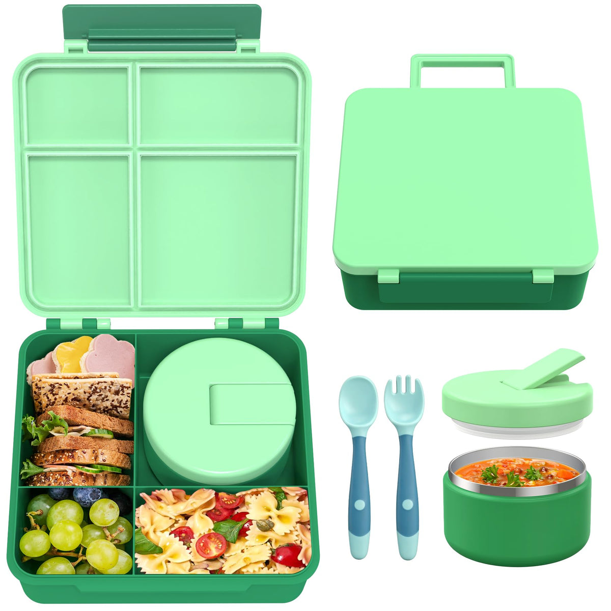 LOHASOK Bento Lunch Box for Kids with 8oz Soup Thermo,Blue