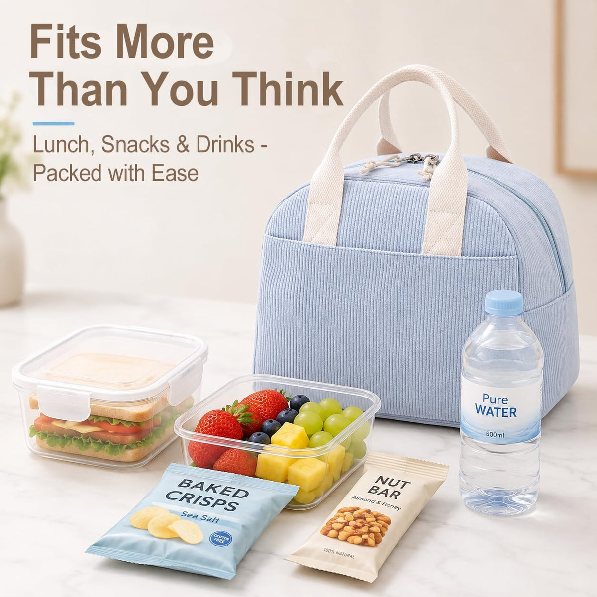 LOVELYWIND Lunch Box for Women,Insulated Lunch Bag,Light Blue 14-Can(9L)