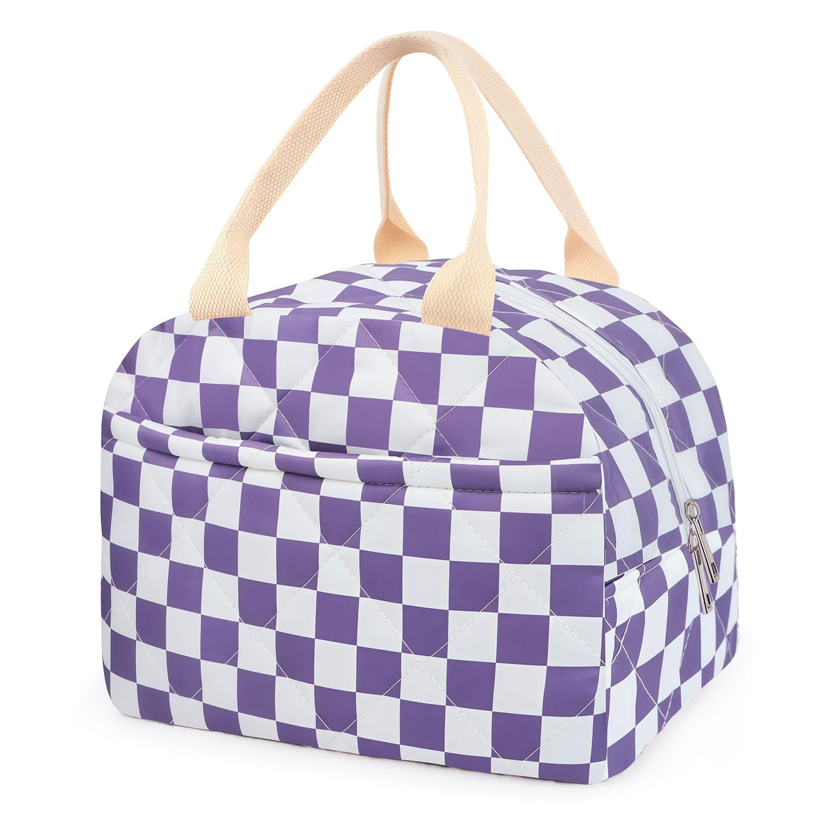 Cotton Quilted Insulated Lunch Bag, Reusable Quilted Floral Lunch Tote Bags