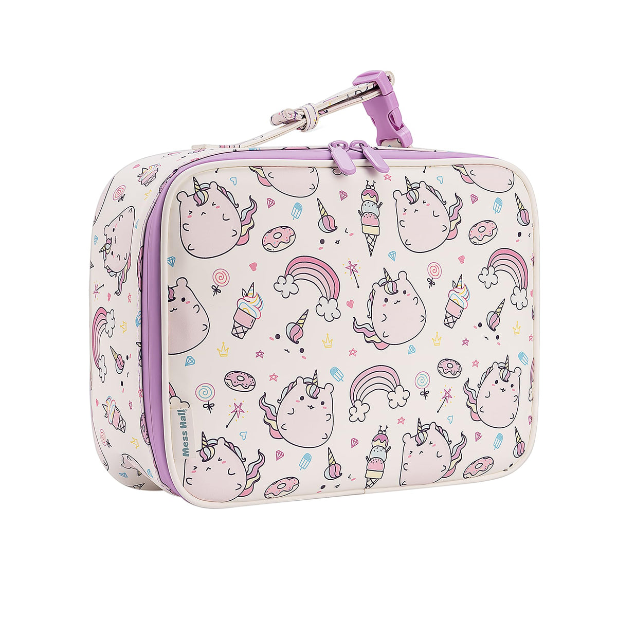 Mess Hall Insulated Lunch Box for Women, Easy Clean Leak Resistant Lunch Bag with AirTag Pouch, Pink Rose Quartz