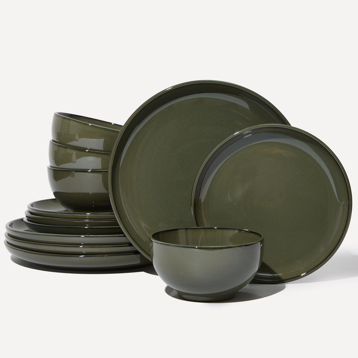 Pokini Stoneware Dinnerware Sets for 8, 24pcs Plates and Bowls Sets Dishes