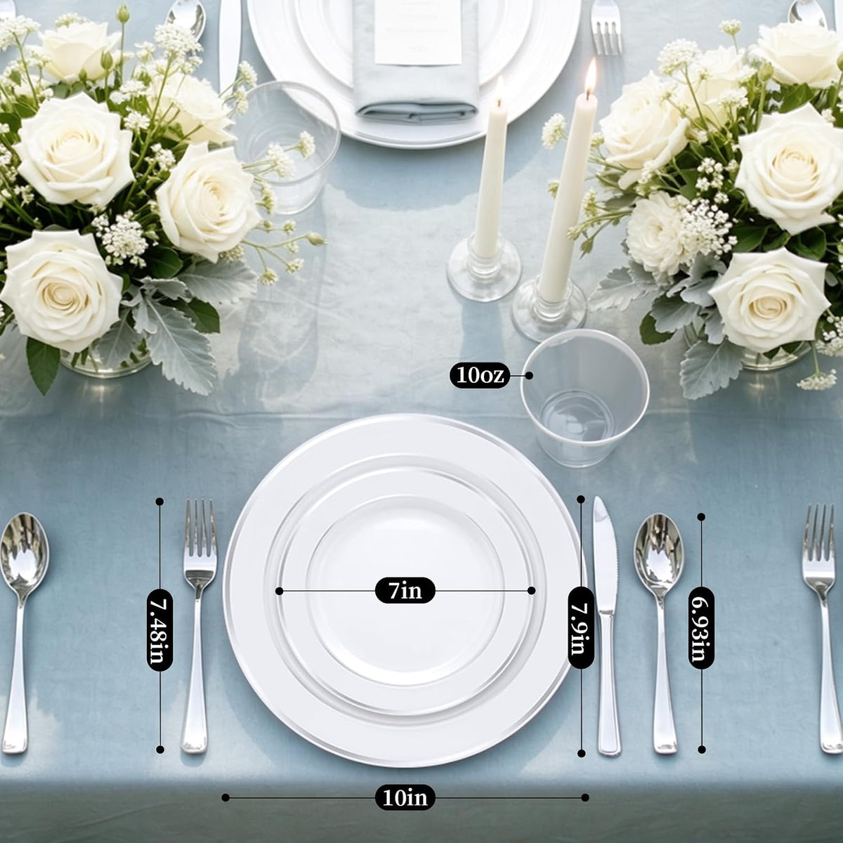 WELLIFE 600 PCS Silver Disposable Dinnerware Set for 100 Guests