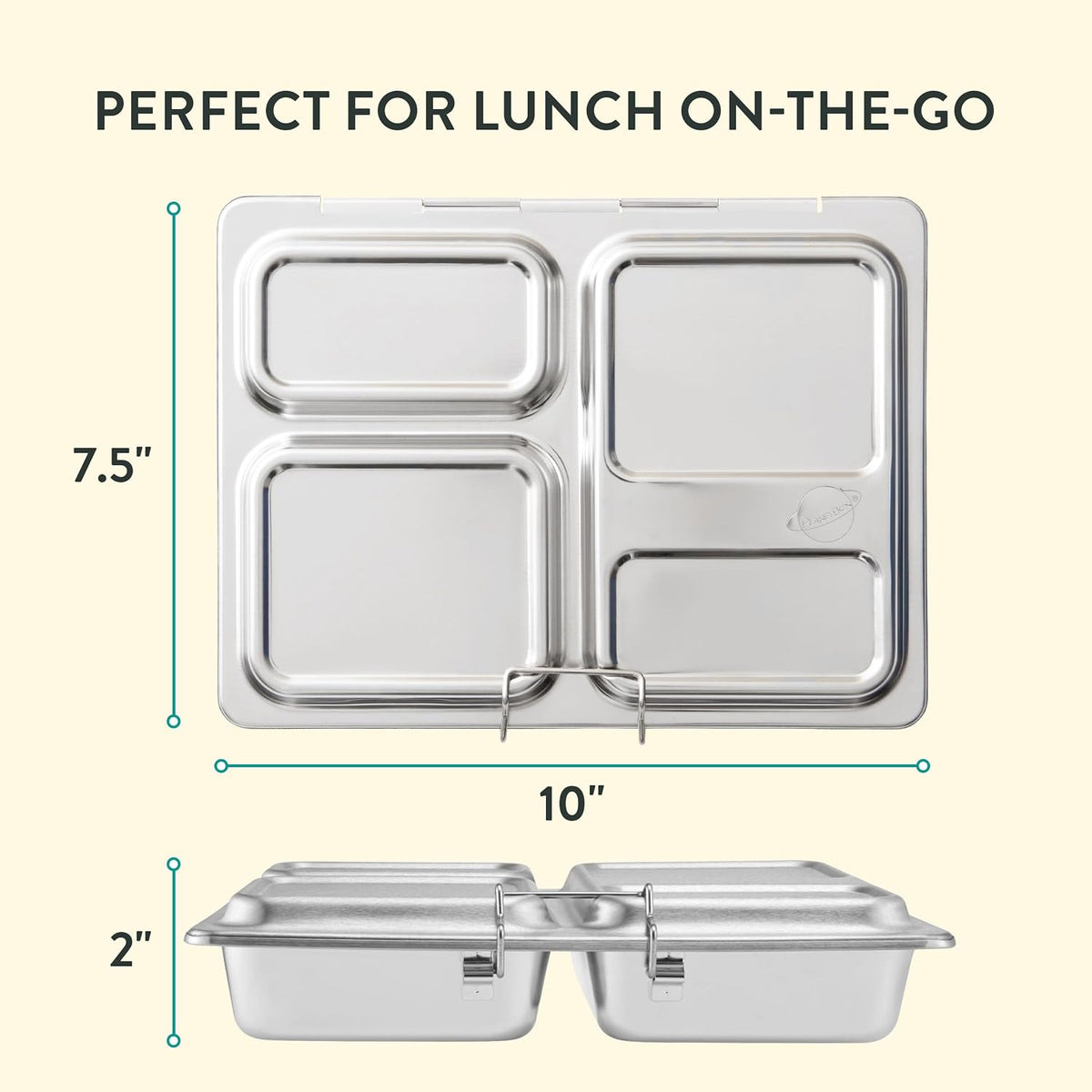 PlanetBox Launch Stainless Steel Lunchbox Replacement - Brushed Finish, Recycled Bento Box Container for Kids and Adults, Sustainable Lunch Box