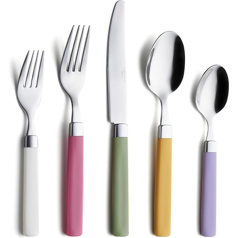 Silverware Set Stainless Steel Colorful Tableware Kitchen Flatware Set Utensils, Includes Dinner , Forks, Spoons & Dessert Spoons (Turquoise, 16 count)