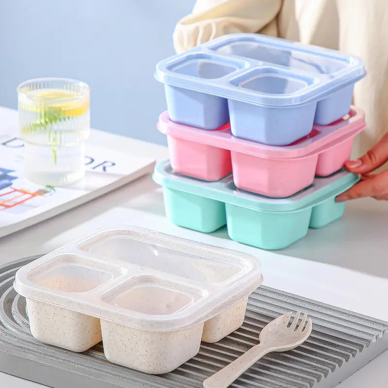 Bento Box For , 4 Pack 3 Compartments Meal Prep Containers  Lunch Containers,  Storage Containers With , Stackable Snack Boxes for School, Work, and Travel