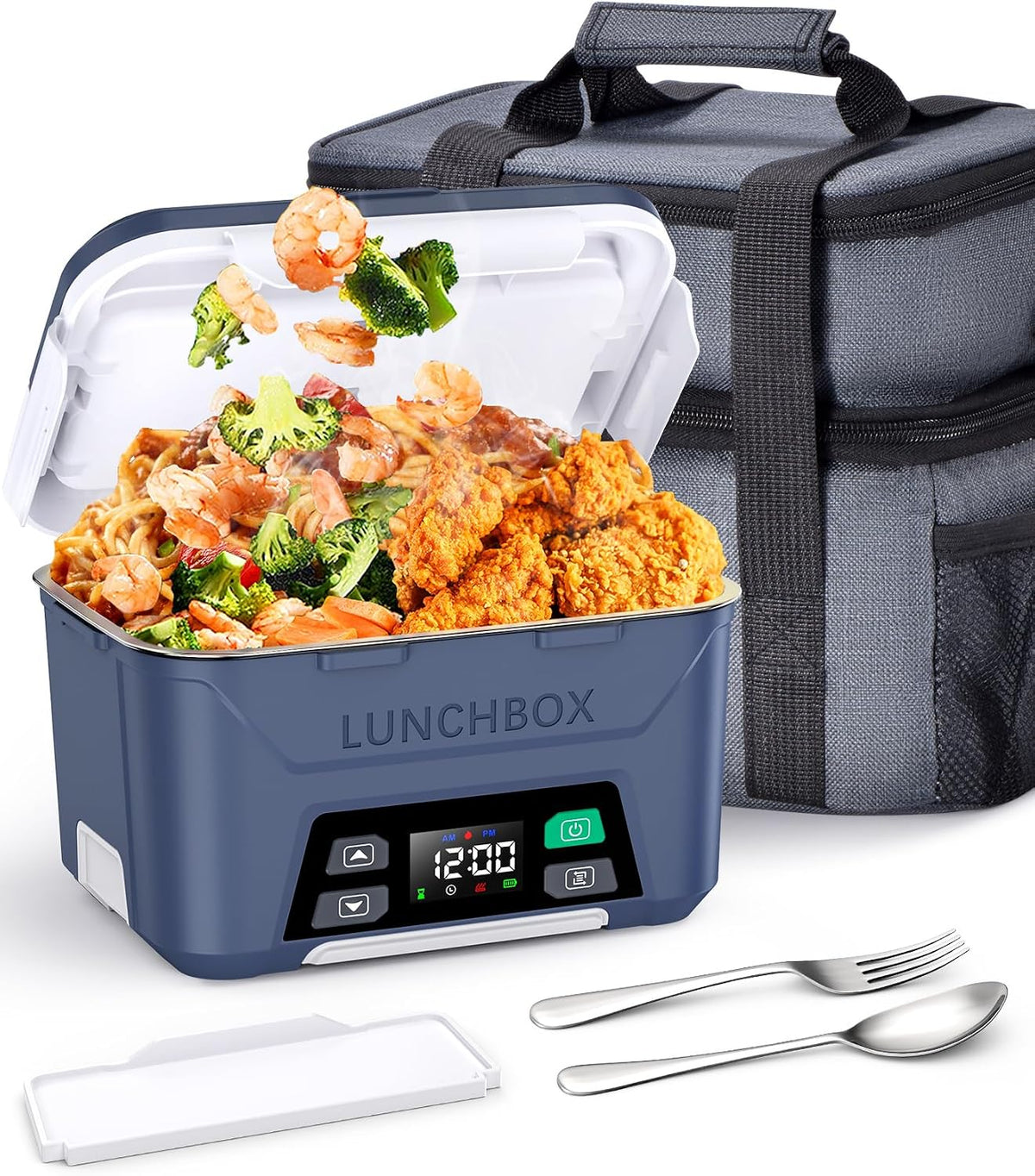 Docusvect Cordless Electric Lunch Box for Adults 1.3L with Schedule Heating