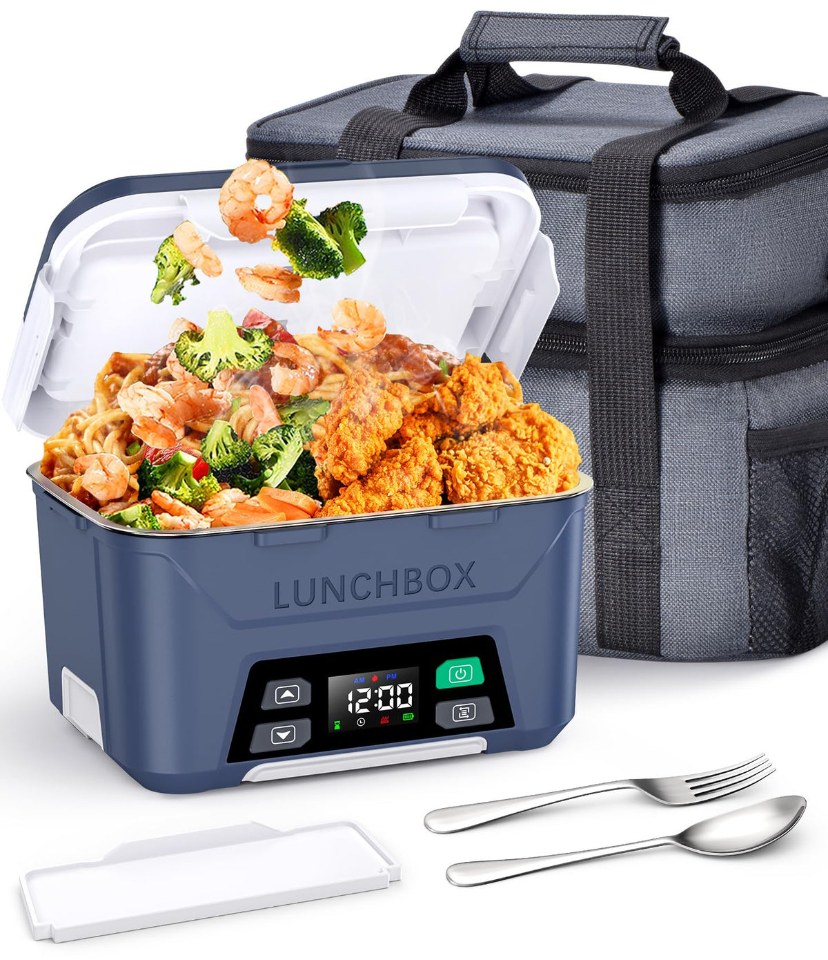 Docusvect Cordless Electric Lunch Box for Adults 1.3L with Schedule Heating