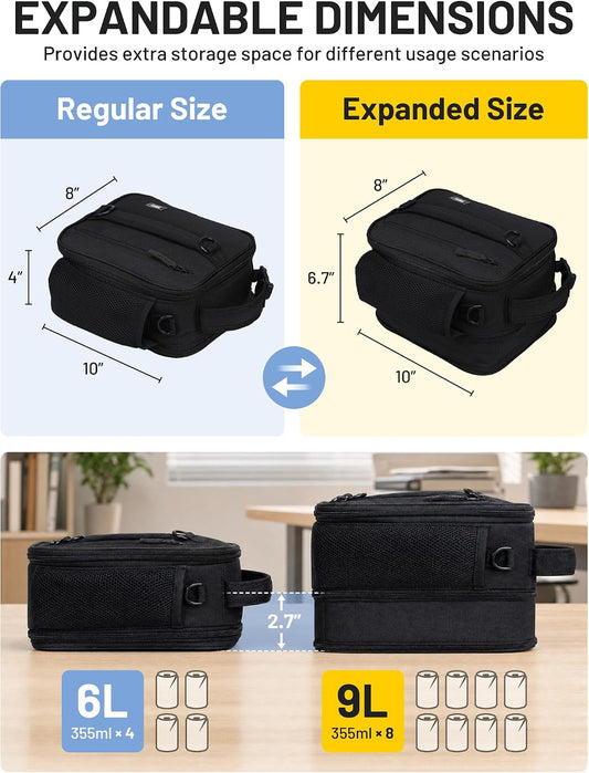 MIER Expandable Small Lunch Box for Men Women Kids to Work School, Black