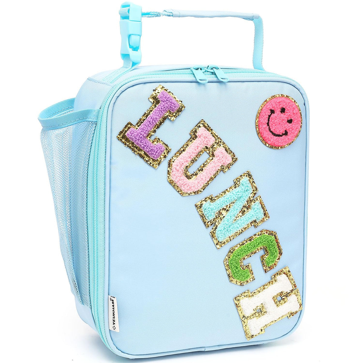 FlowFly Kids Lunch Box Insulated Letter Print Soft Bag Mini Cooler Back to School Thermal Meal Tote Kit for Girls, Boys, Black